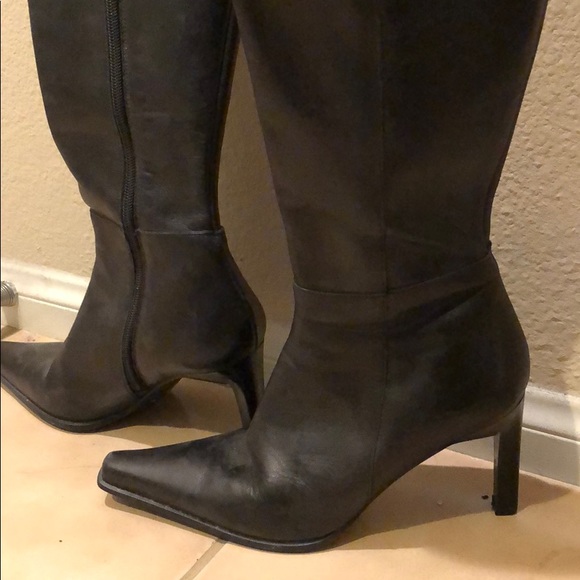 LUISA D’ORIO Italian Leather High Heel Tall Boot - Picture 2 of 9